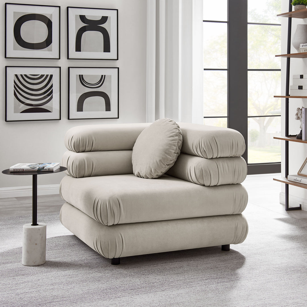 Jubilee Modular Performance Velvet Corner Chair in Almond