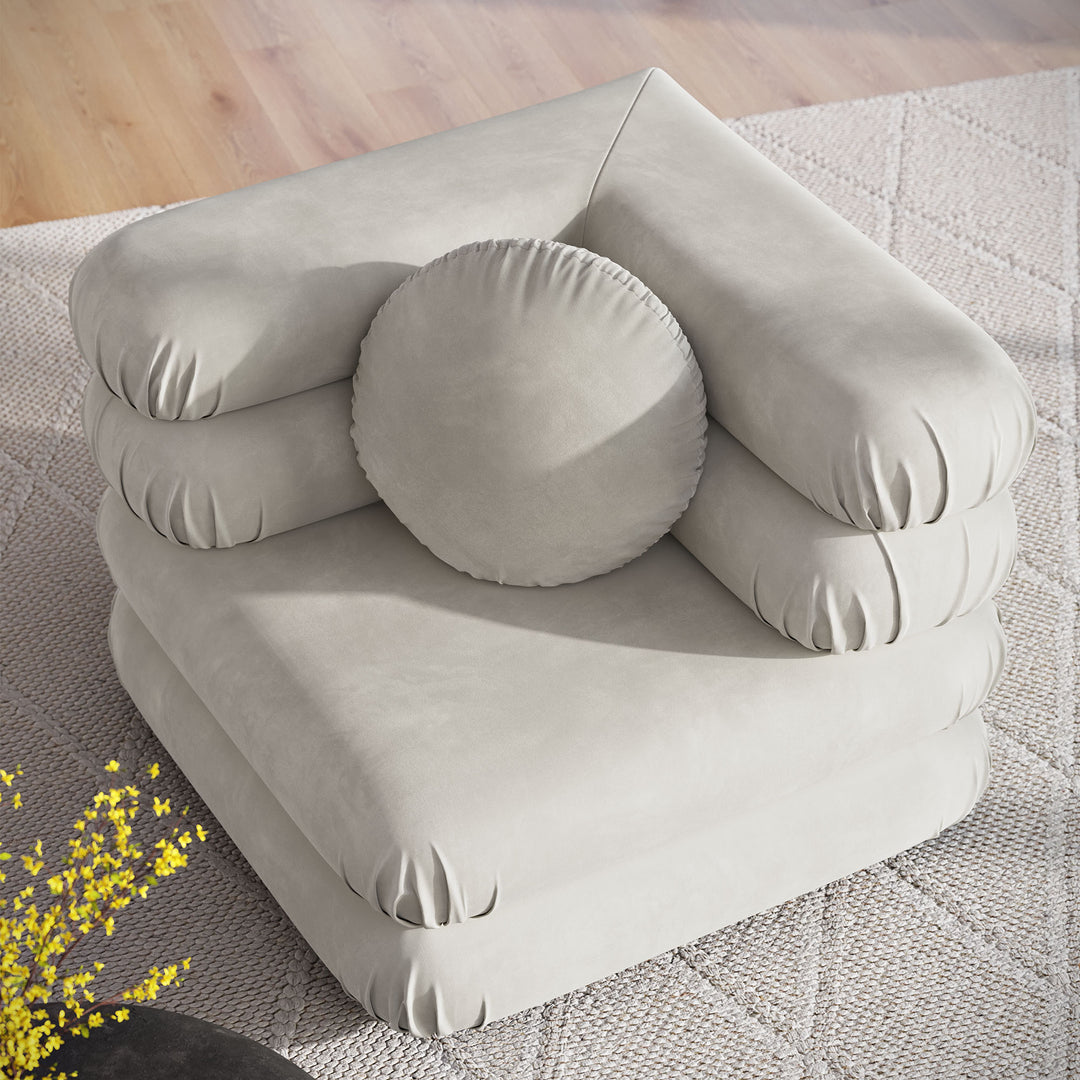 Jubilee Modular Performance Velvet Corner Chair in Almond