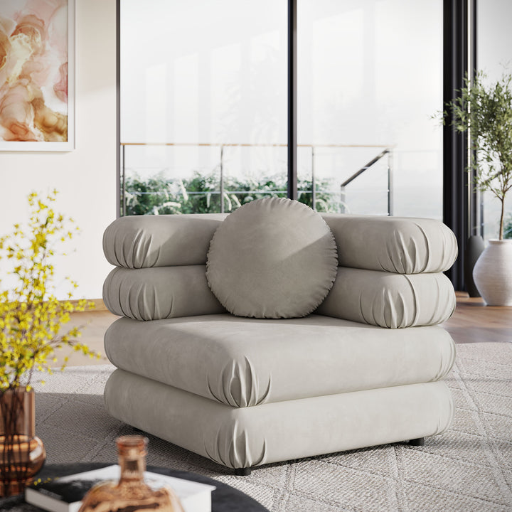Jubilee Modular Performance Velvet Corner Chair in Almond