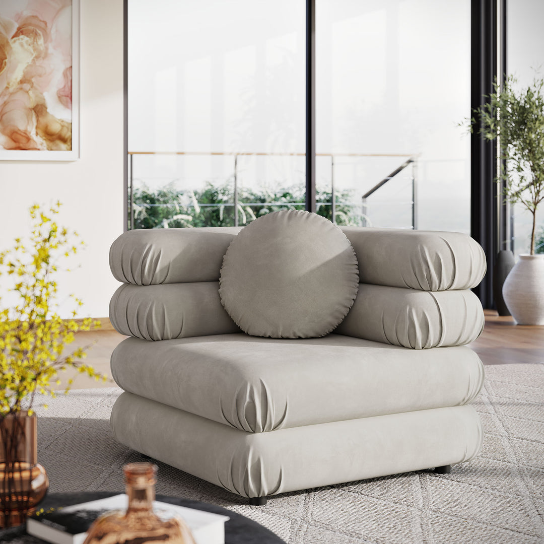 Jubilee Modular Performance Velvet Corner Chair in Almond