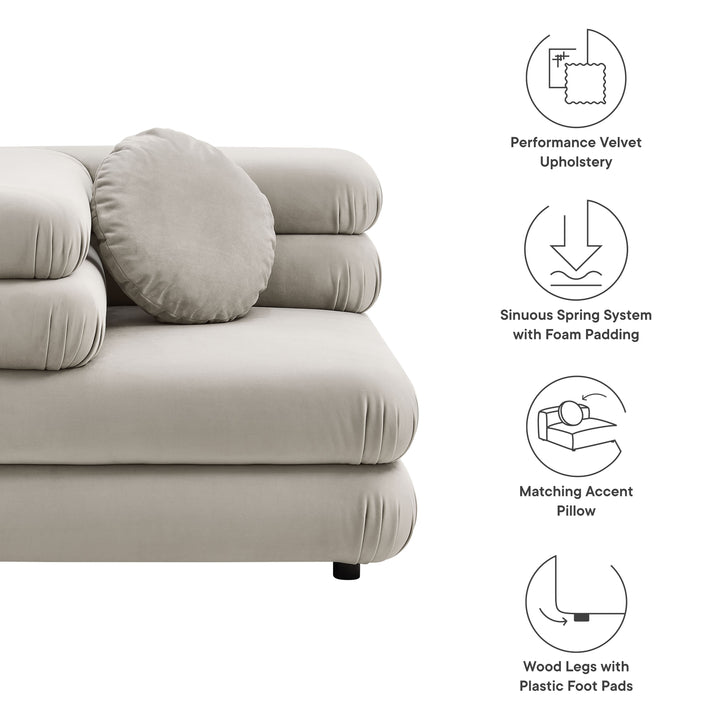 Jubilee Modular Performance Velvet Corner Chair in Almond