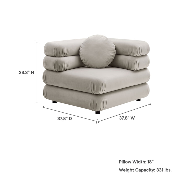 Jubilee Modular Performance Velvet Corner Chair in Almond