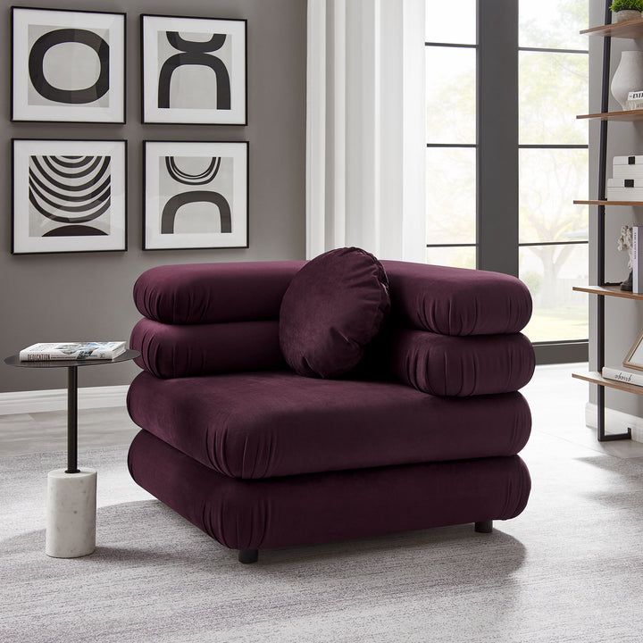Jubilee Modular Performance Velvet Corner Chair in Mulberry