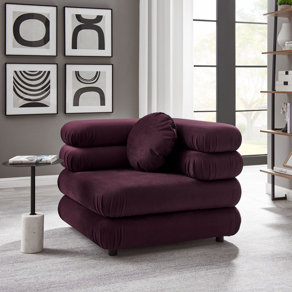 Jubilee Modular Performance Velvet Corner Chair in Mulberry