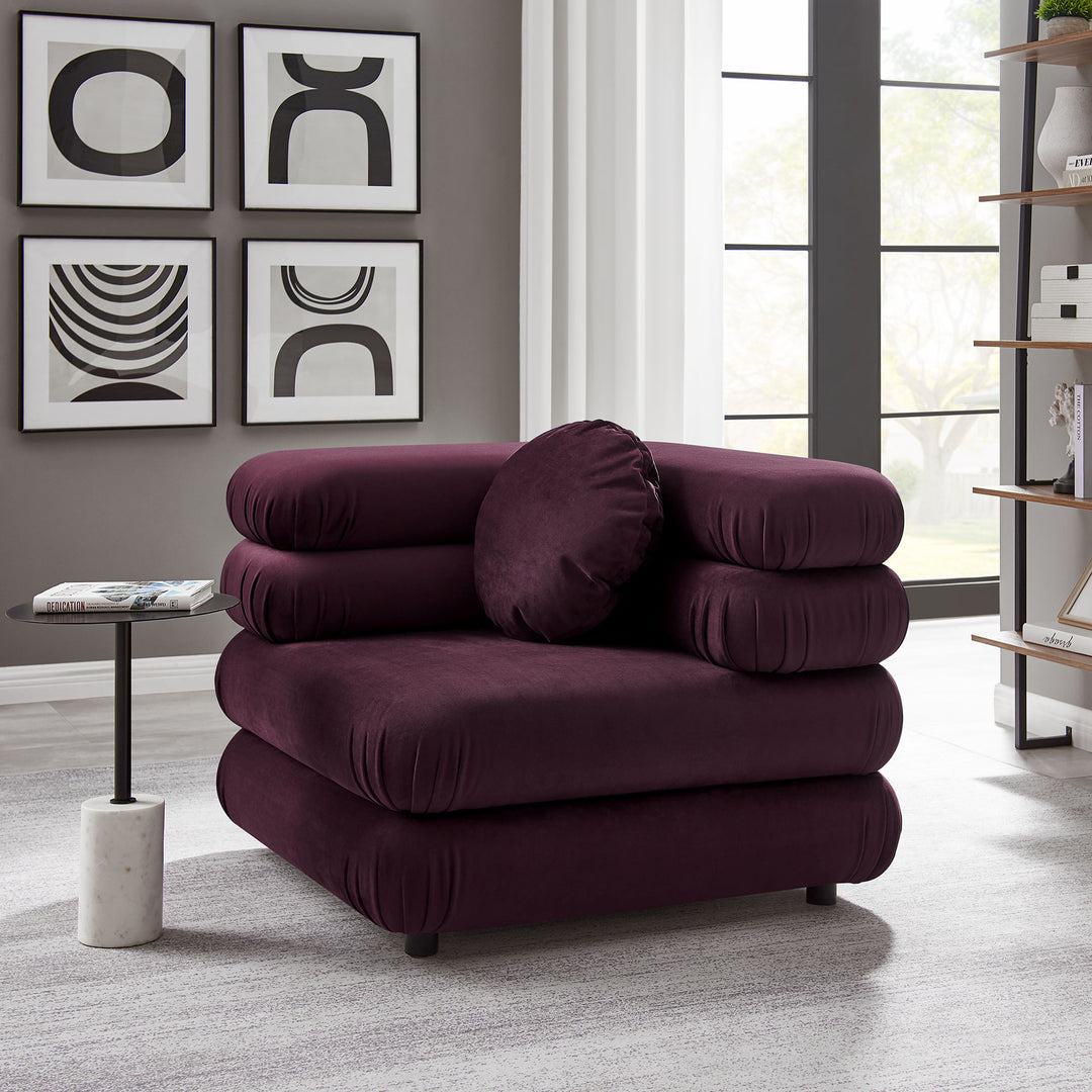 Jubilee Modular Performance Velvet Corner Chair in Mulberry