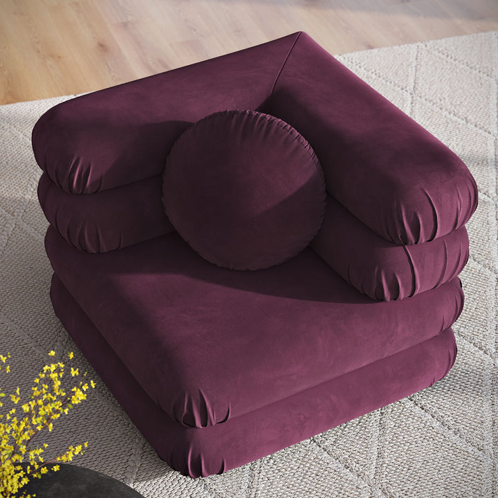 Jubilee Modular Performance Velvet Corner Chair in Mulberry