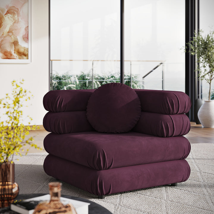 Jubilee Modular Performance Velvet Corner Chair in Mulberry
