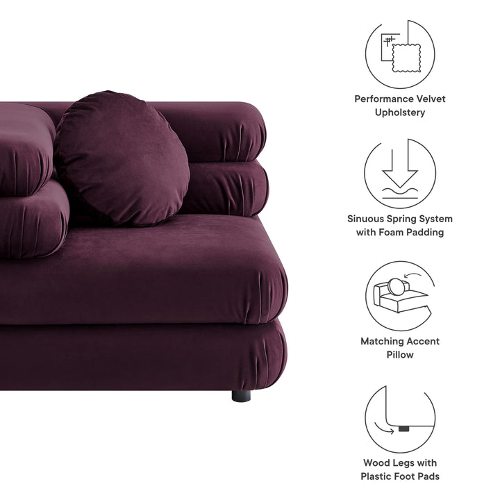 Jubilee Modular Performance Velvet Corner Chair in Mulberry