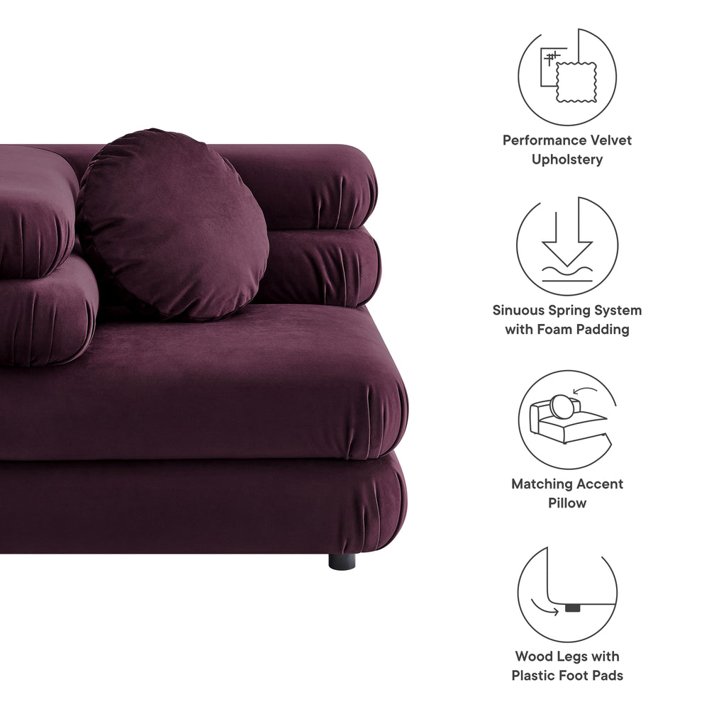 Jubilee Modular Performance Velvet Corner Chair in Mulberry