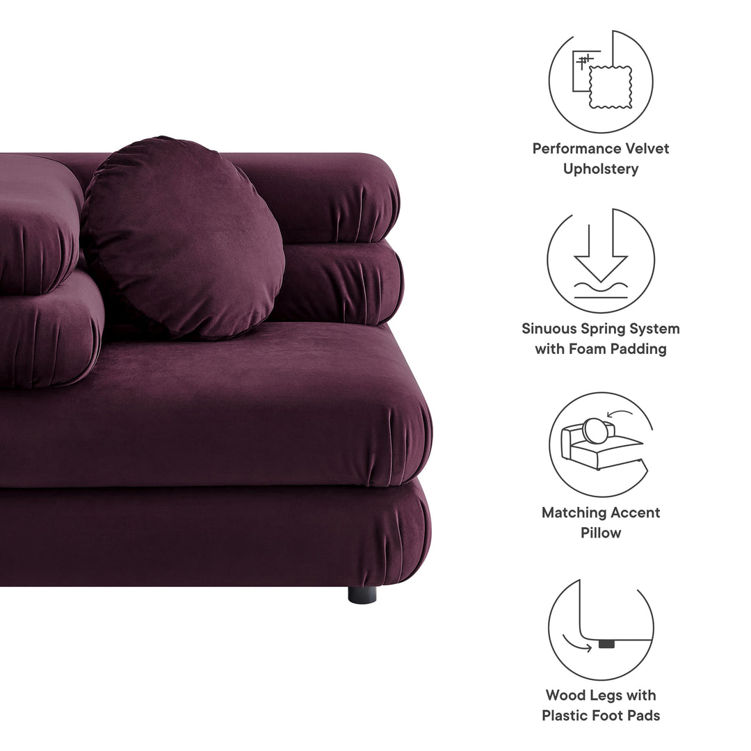 Jubilee Modular Performance Velvet Corner Chair in Mulberry