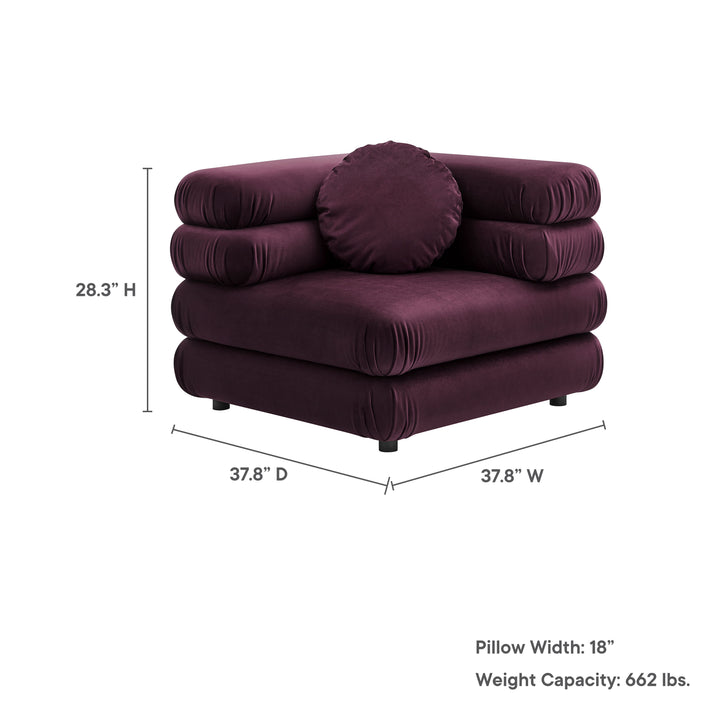 Jubilee Modular Performance Velvet Corner Chair in Mulberry