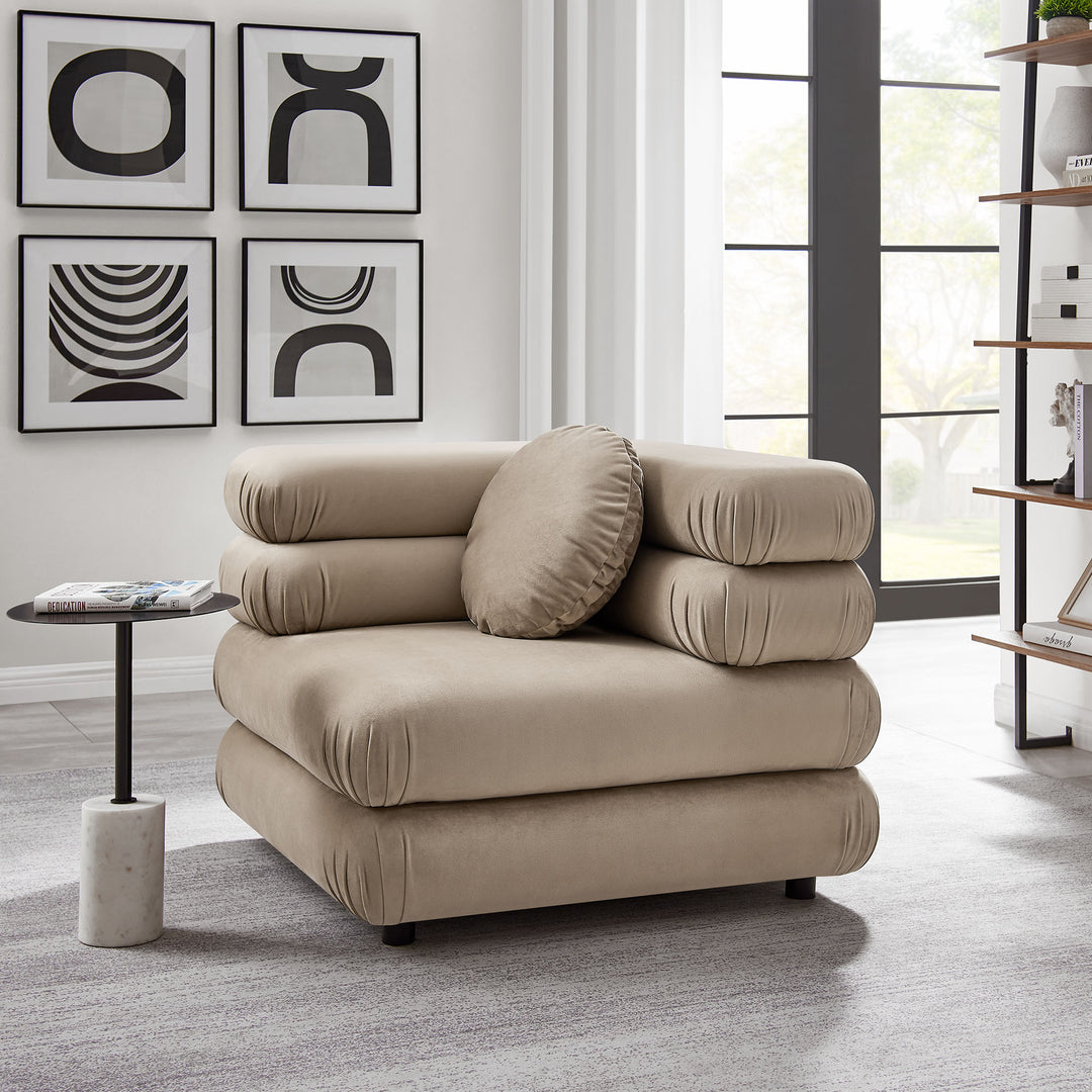 Jubilee Modular Performance Velvet Corner Chair in Taupe