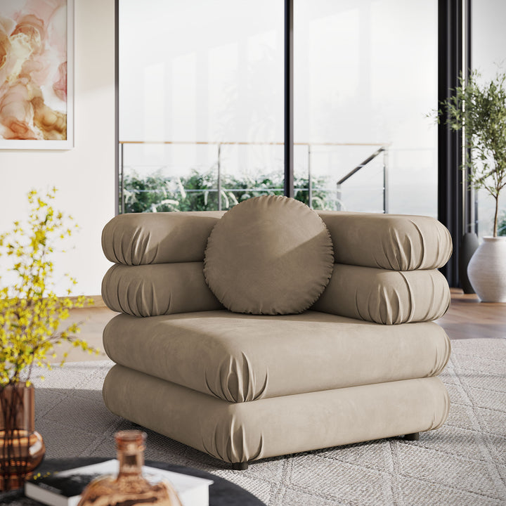 Jubilee Modular Performance Velvet Corner Chair in Taupe