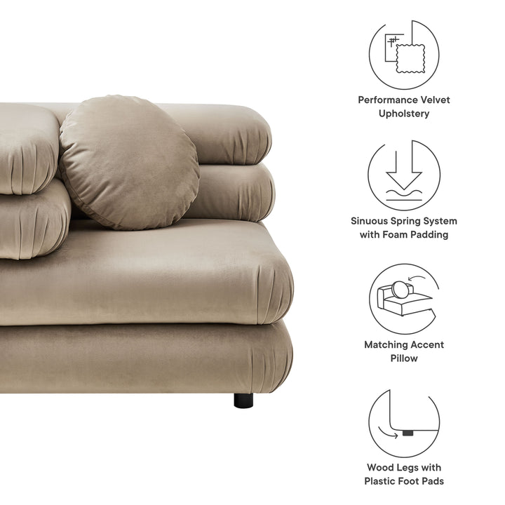Jubilee Modular Performance Velvet Corner Chair in Taupe