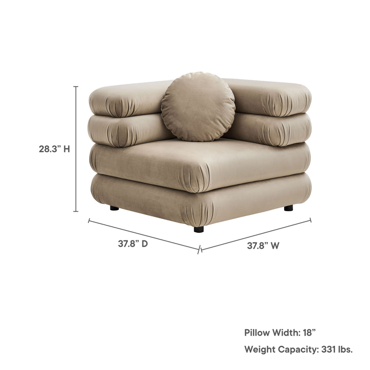 Jubilee Modular Performance Velvet Corner Chair in Taupe