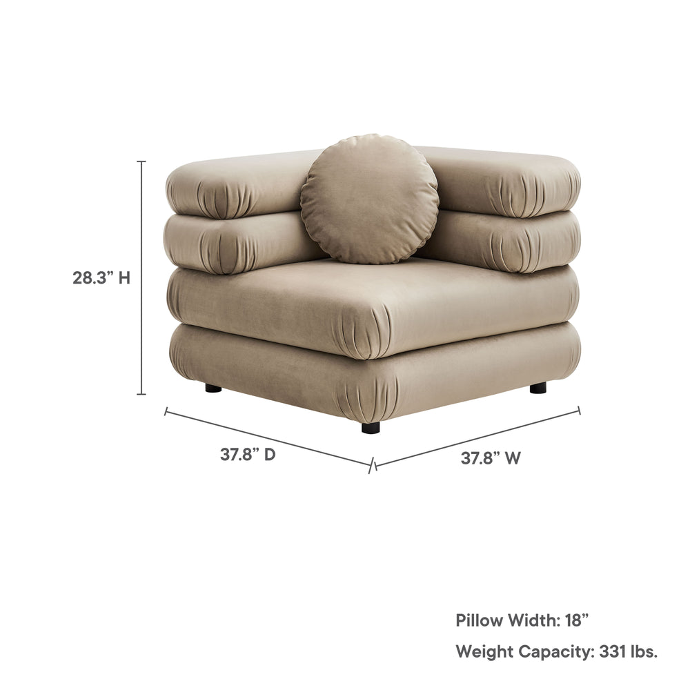 Jubilee Modular Performance Velvet Corner Chair in Taupe