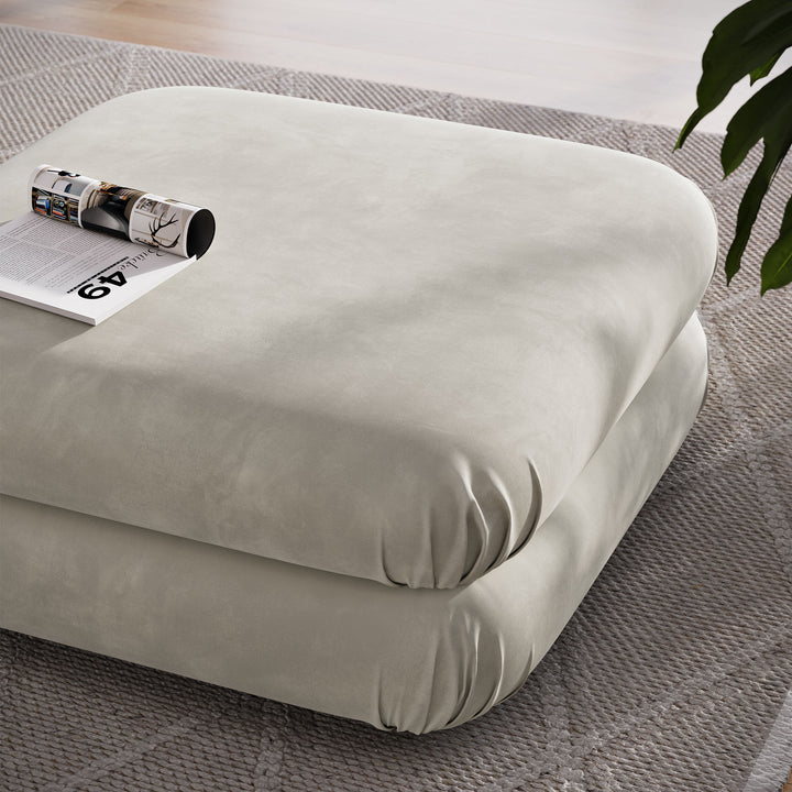 Jubilee Modular Performance Velvet Ottoman in Almond