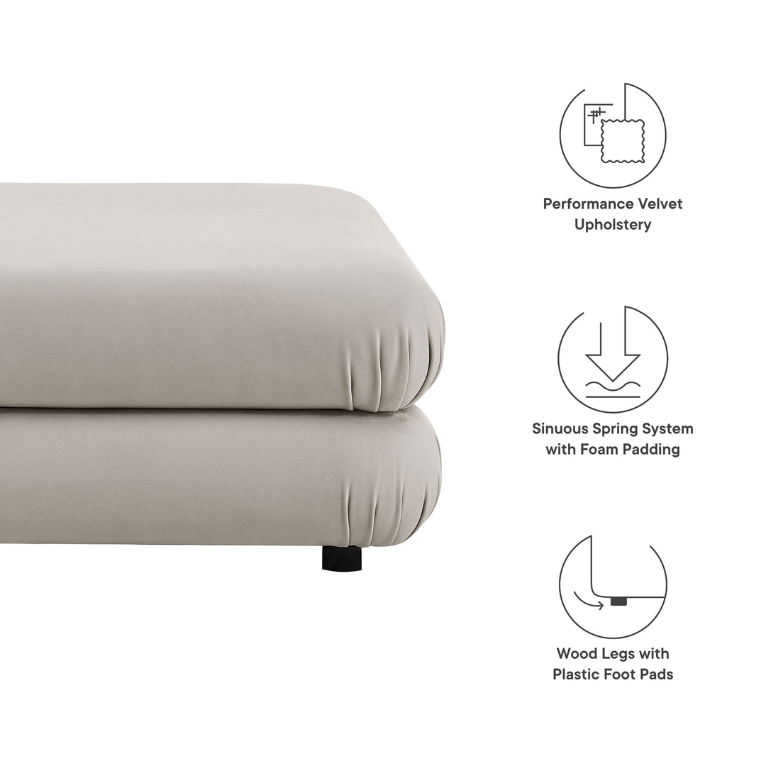 Jubilee Modular Performance Velvet Ottoman in Almond