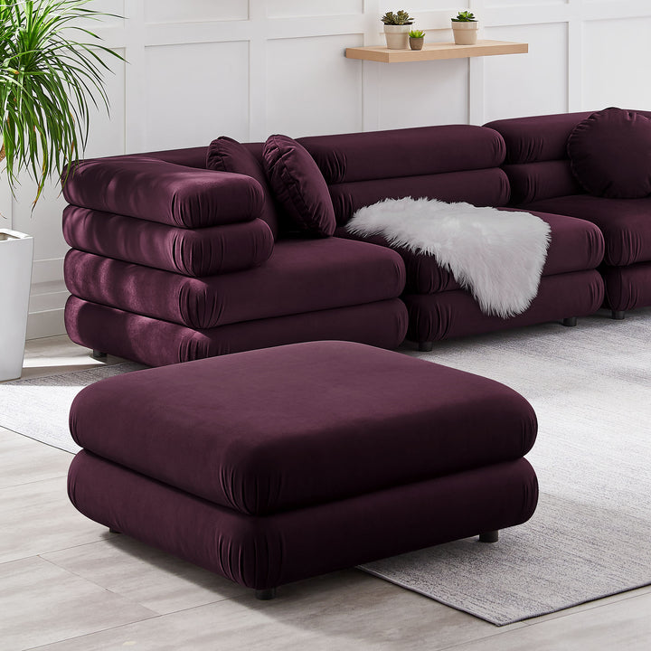 Jubilee Modular Performance Velvet Ottoman in Mulberry