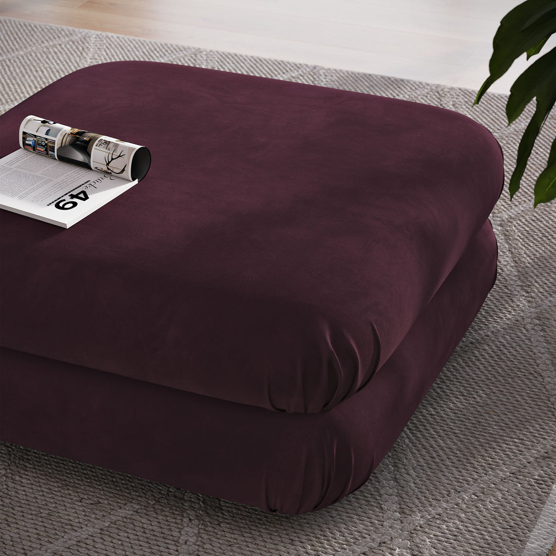 Jubilee Modular Performance Velvet Ottoman in Mulberry