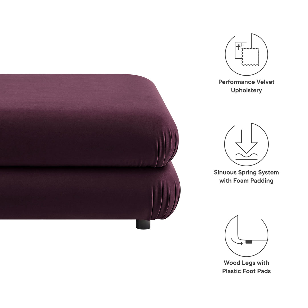 Jubilee Modular Performance Velvet Ottoman in Mulberry