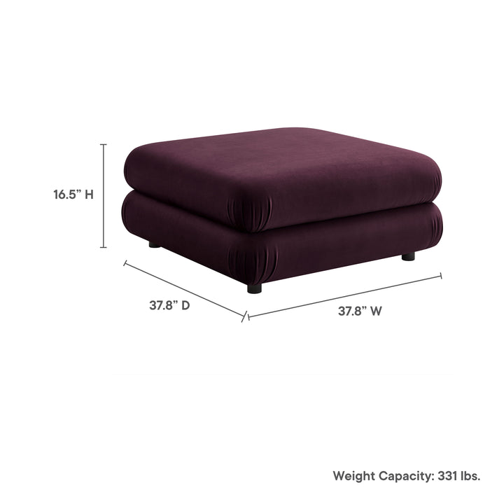 Jubilee Modular Performance Velvet Ottoman in Mulberry