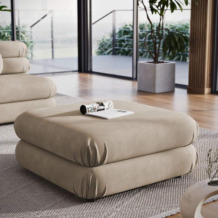 Jubilee Modular Performance Velvet Ottoman in Taupe