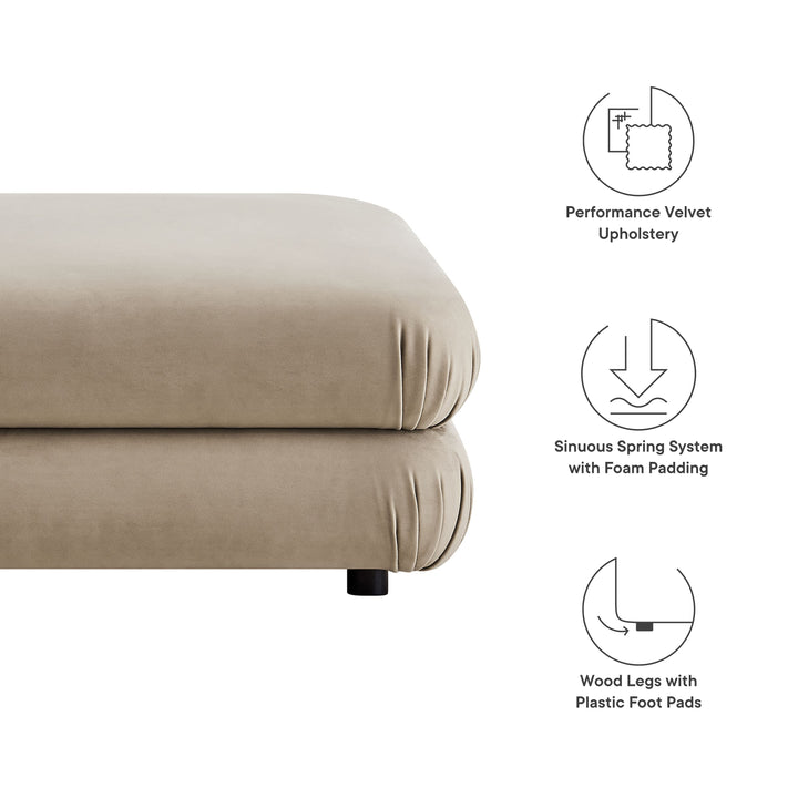 Jubilee Modular Performance Velvet Ottoman in Taupe