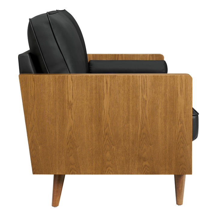 Kellan Vegan Leather Sofa in Walnut Black