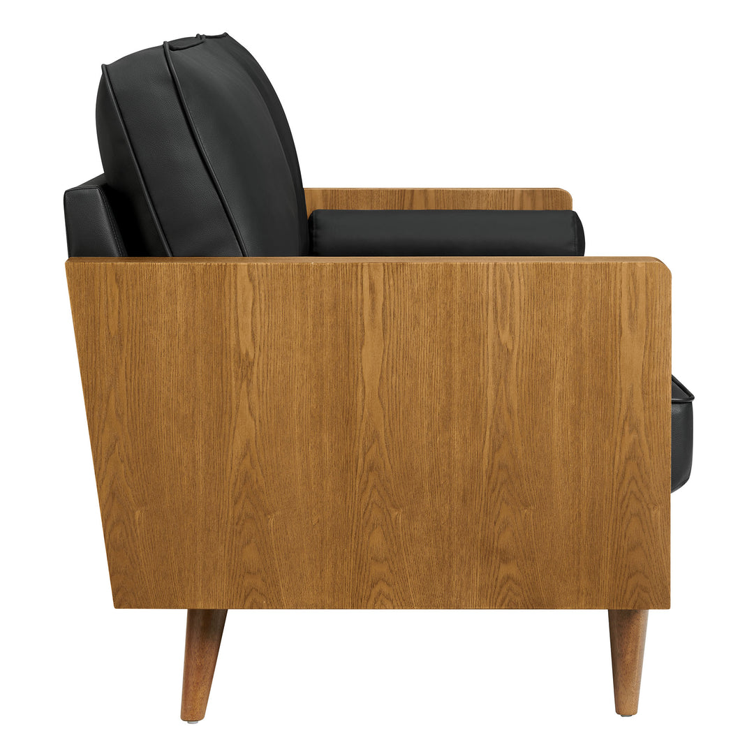 Kellan Vegan Leather Sofa in Walnut Black