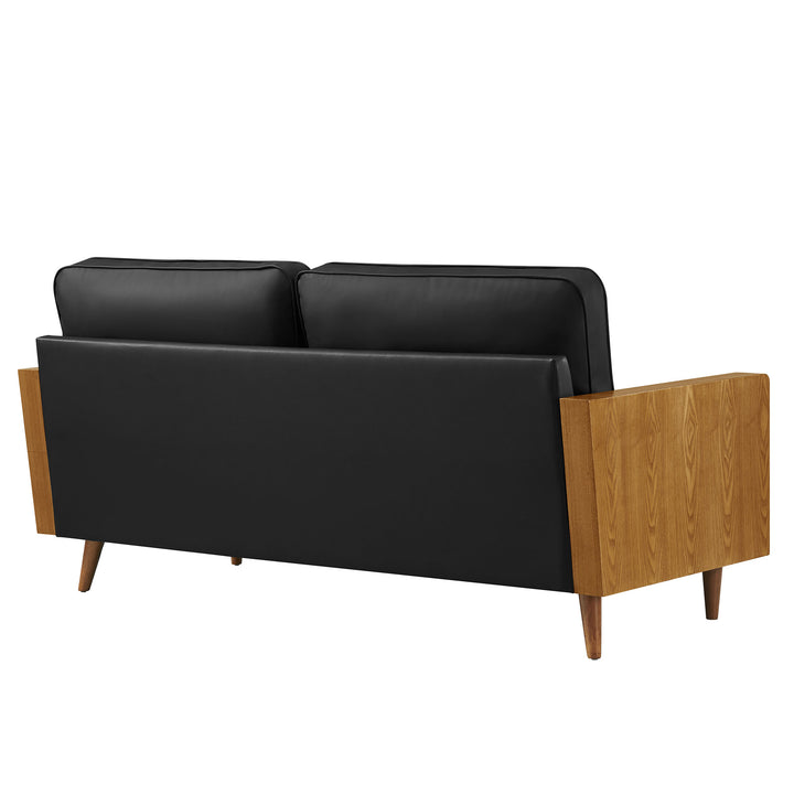 Kellan Vegan Leather Sofa in Walnut Black