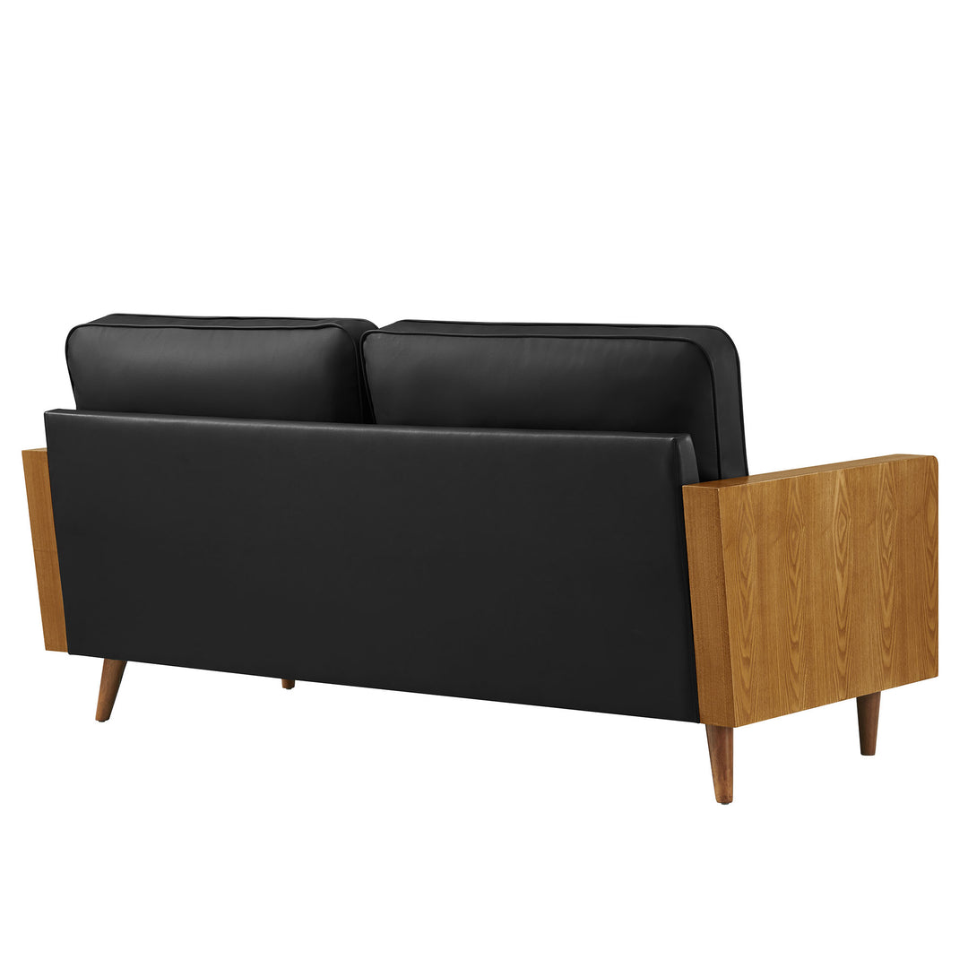 Kellan Vegan Leather Sofa in Walnut Black