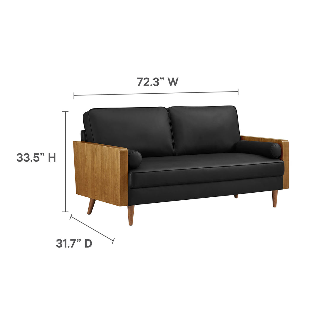 Kellan Vegan Leather Sofa in Walnut Black