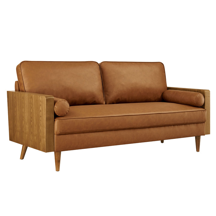Kellan Vegan Leather Sofa in Walnut Tan