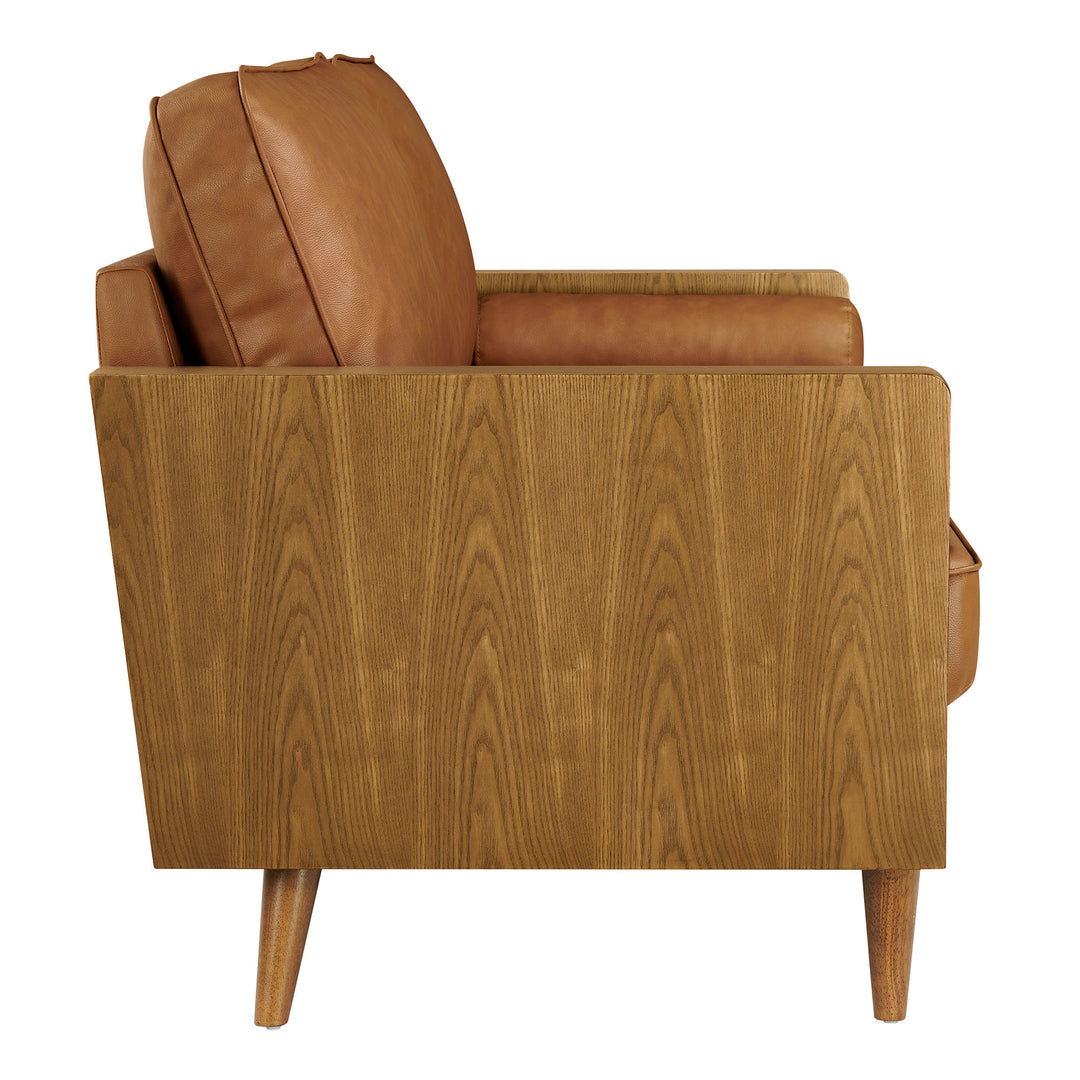 Kellan Vegan Leather Sofa in Walnut Tan