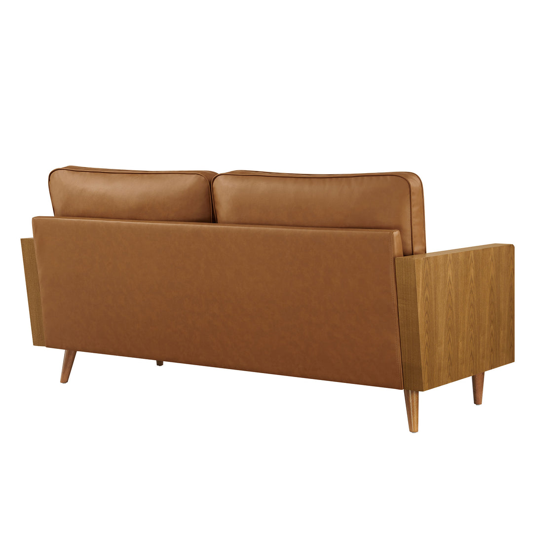Kellan Vegan Leather Sofa in Walnut Tan