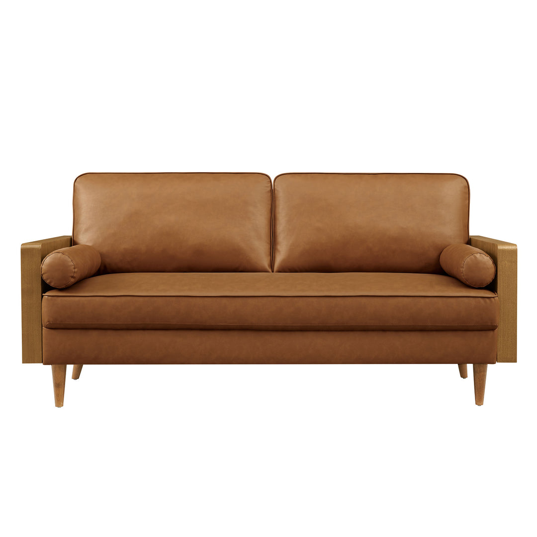 Kellan Vegan Leather Sofa in Walnut Tan