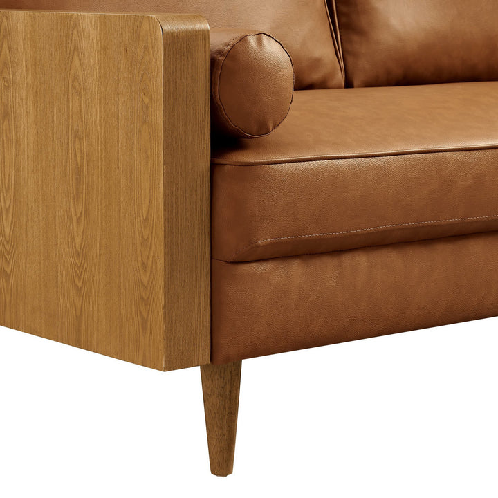 Kellan Vegan Leather Sofa in Walnut Tan