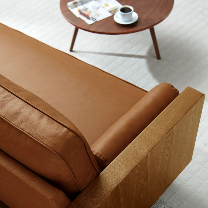 Kellan Vegan Leather Sofa in Walnut Tan