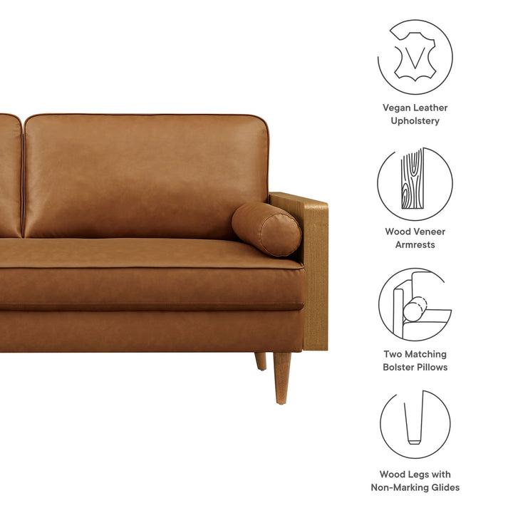 Kellan Vegan Leather Sofa in Walnut Tan