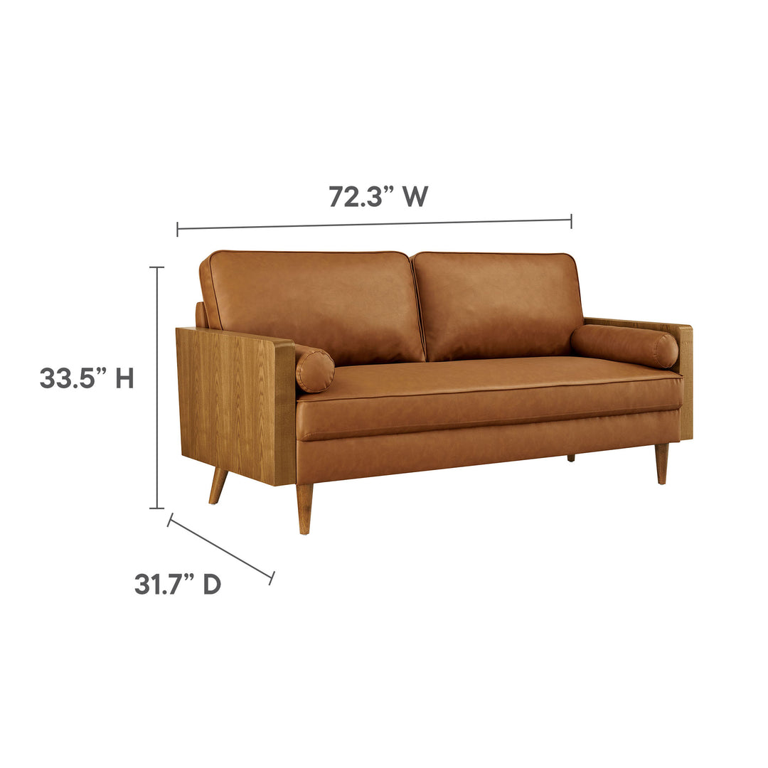 Kellan Vegan Leather Sofa in Walnut Tan