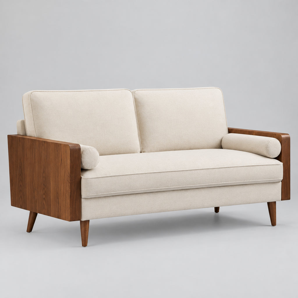 Kellan Performance Velvet Sofa in Walnut Alabaster