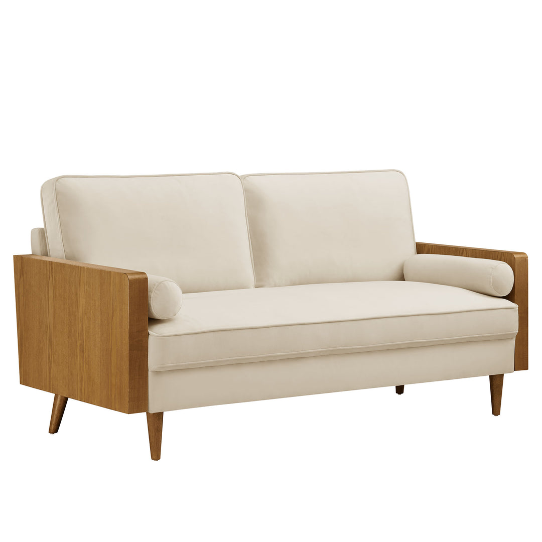 Kellan Performance Velvet Sofa in Walnut Alabaster