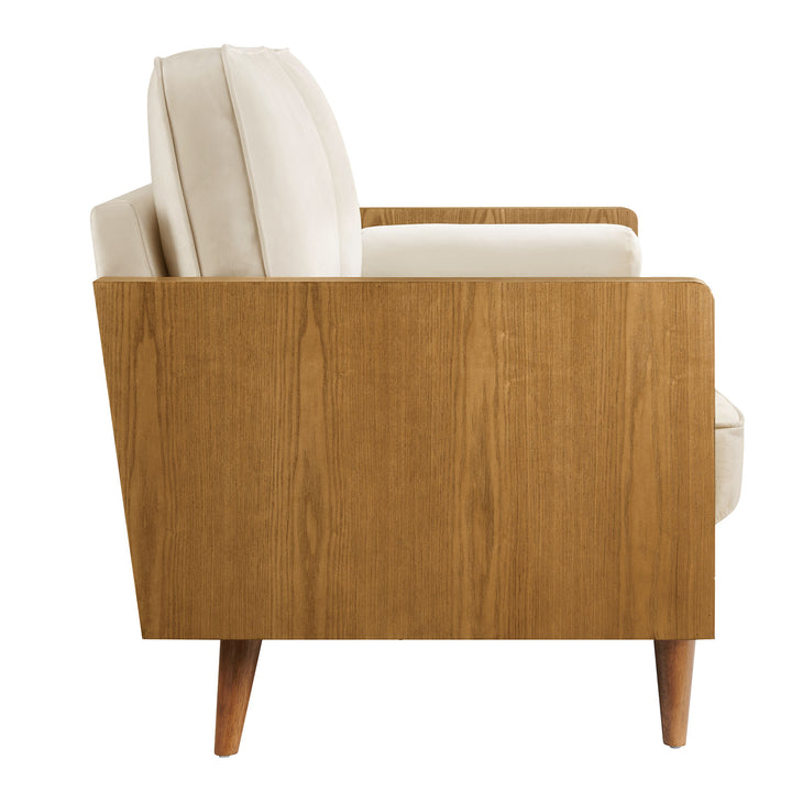 Kellan Performance Velvet Sofa in Walnut Alabaster
