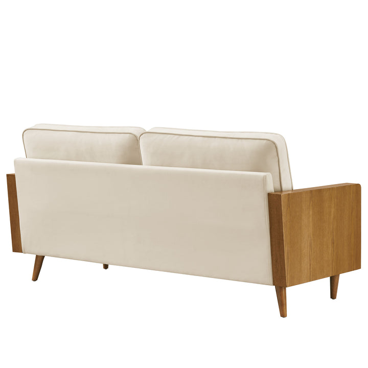 Kellan Performance Velvet Sofa in Walnut Alabaster
