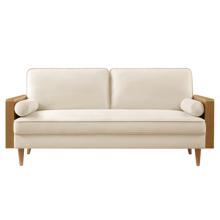 Kellan Performance Velvet Sofa in Walnut Alabaster