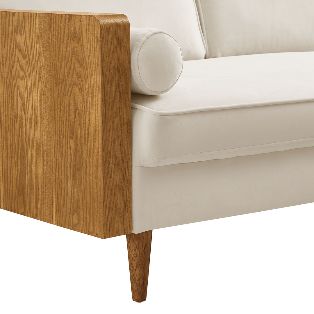 Kellan Performance Velvet Sofa in Walnut Alabaster