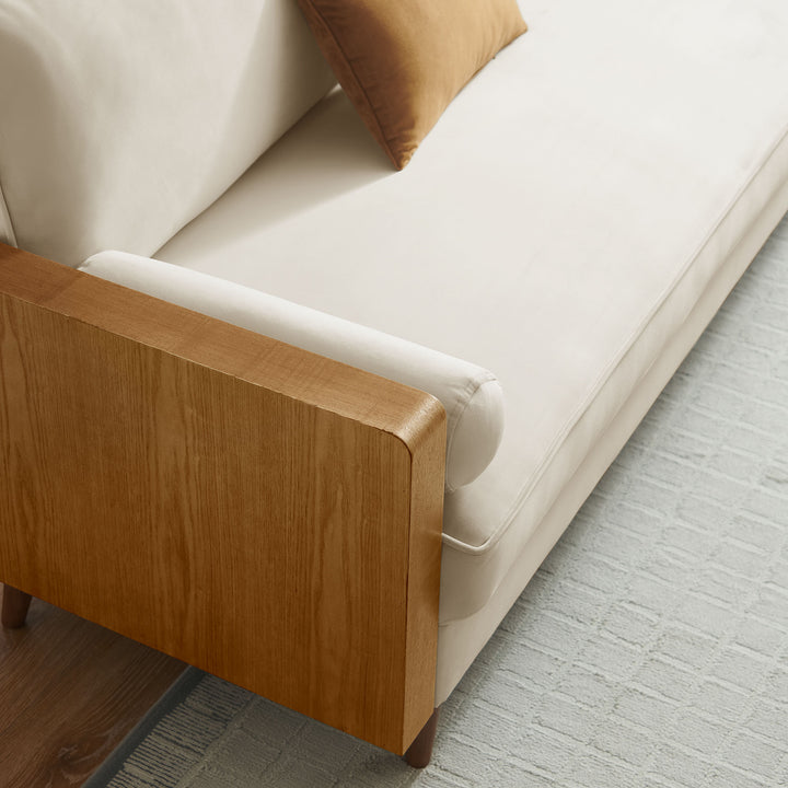 Kellan Performance Velvet Sofa in Walnut Alabaster
