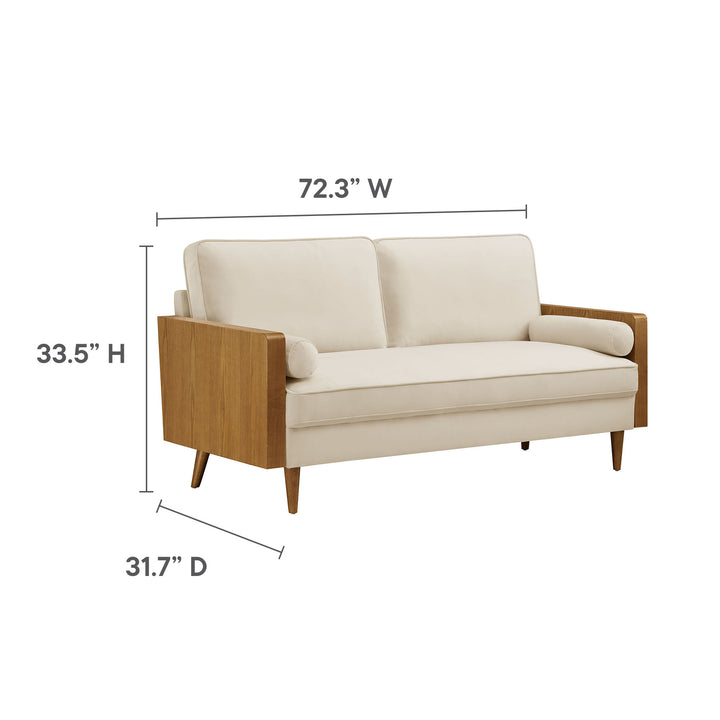 Kellan Performance Velvet Sofa in Walnut Alabaster