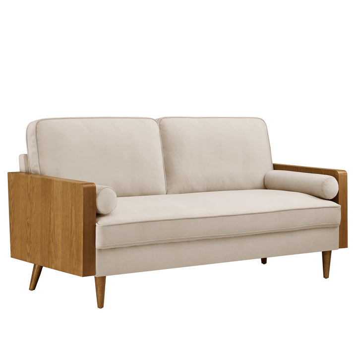 Kellan Performance Velvet Sofa in Walnut Almond